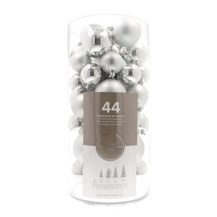 KUGLE ZA BOR  44/1 SREBRNE SJAJNE (5 cm - 14 / 6 cm - 12 / 7 cm - 10 / 8 cm - 8)