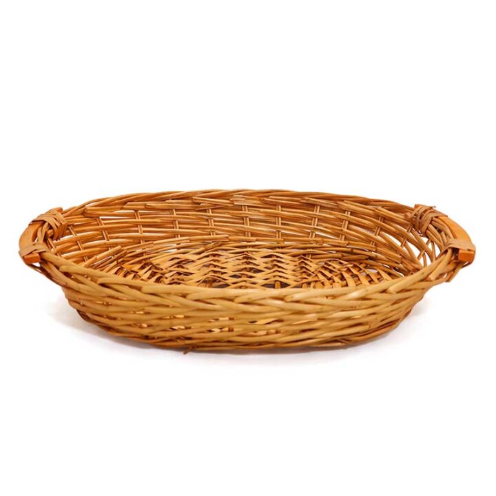 KOŠARA PLETENA OVALNA NATUR S DRŠKAMA 45x34x9 cm