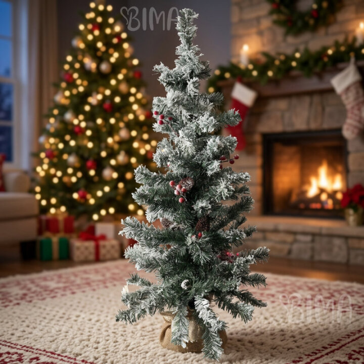 BOŽIĆNO DRVCE DEKORATIVNO SA SNIJEGOM, ČEŠERIMA 90 cm