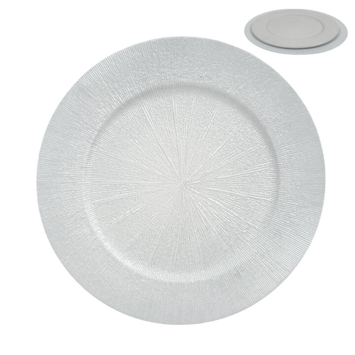 TANJUR DEKORATIVNI PRUGASTI PODLOŽNI SREBRNI PVC 33 cm