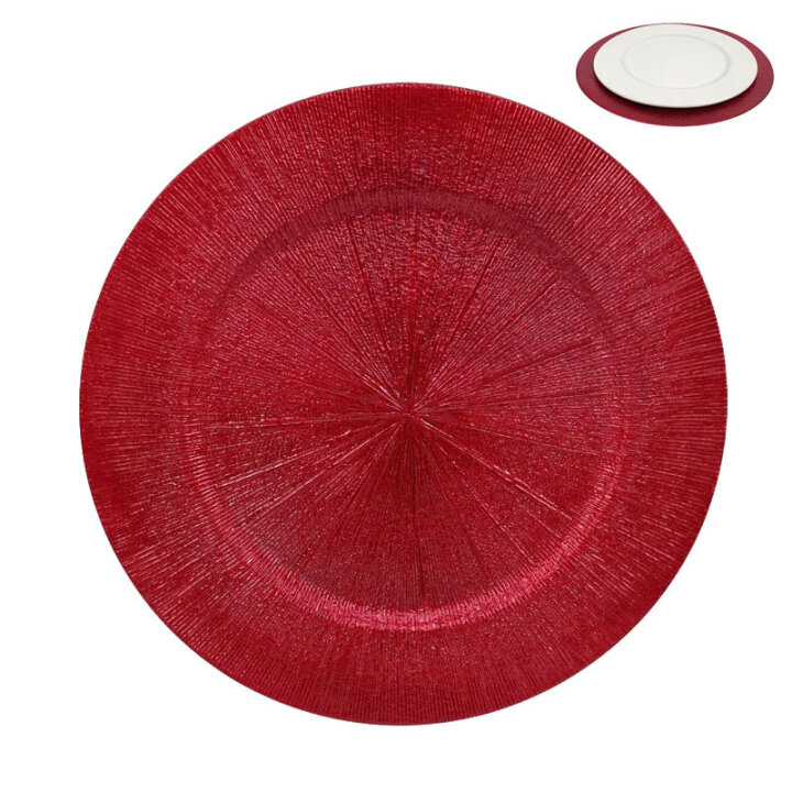 TANJUR DEKORATIVNI PRUGASTI PODLOŽNI CRVENI PVC 33 cm