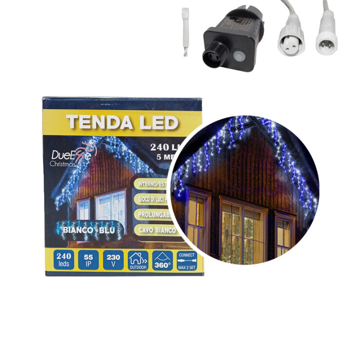 LED ZAVJESA 200 ŽARULJICA 75x500 cm -PLAVO/ HLADNO BIJELE
