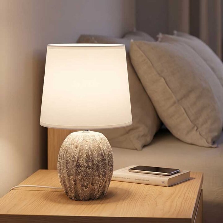 LAMPICA NOĆNA KERAMIČKA 30 cm  KREM / SIVA / TERRACOTTA