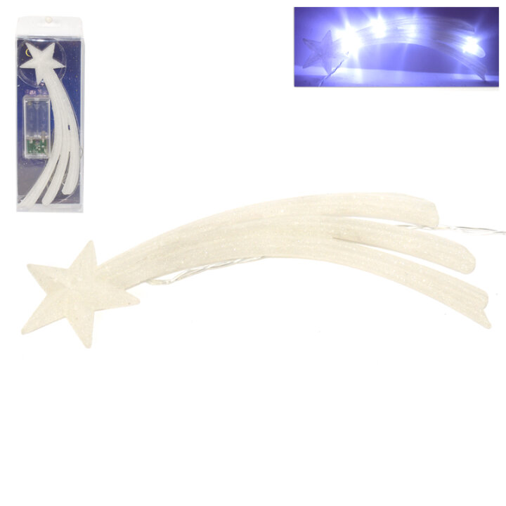BOŽIĆNA DEKORACIJA ZVIJEZDA S BIJELIM LED SVJETLOM 7,5x23 cm