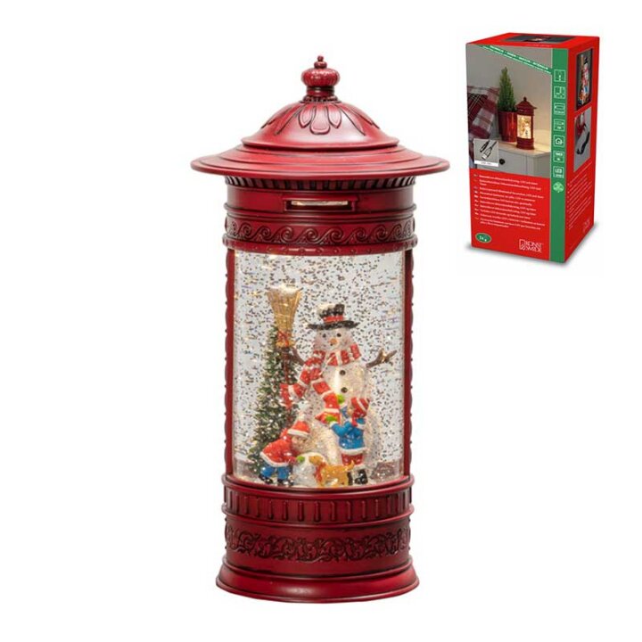 BOŽIĆNA DEKORACIJA SANDUČIĆ SA SNJEGOVIĆEM I LED SVJETLOM 13x26,5x13 cm