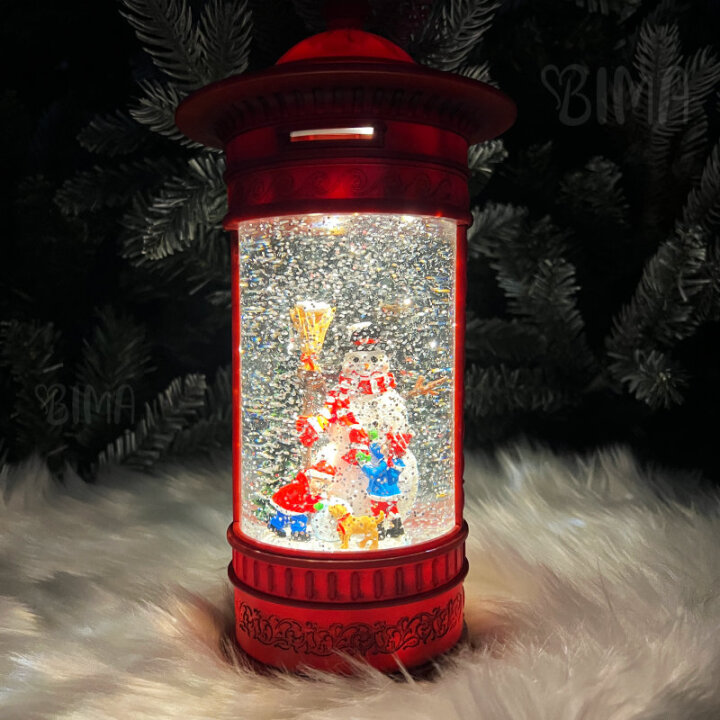 BOŽIĆNA DEKORACIJA SANDUČIĆ SA SNJEGOVIĆEM I LED SVJETLOM 13x26,5x13 cm