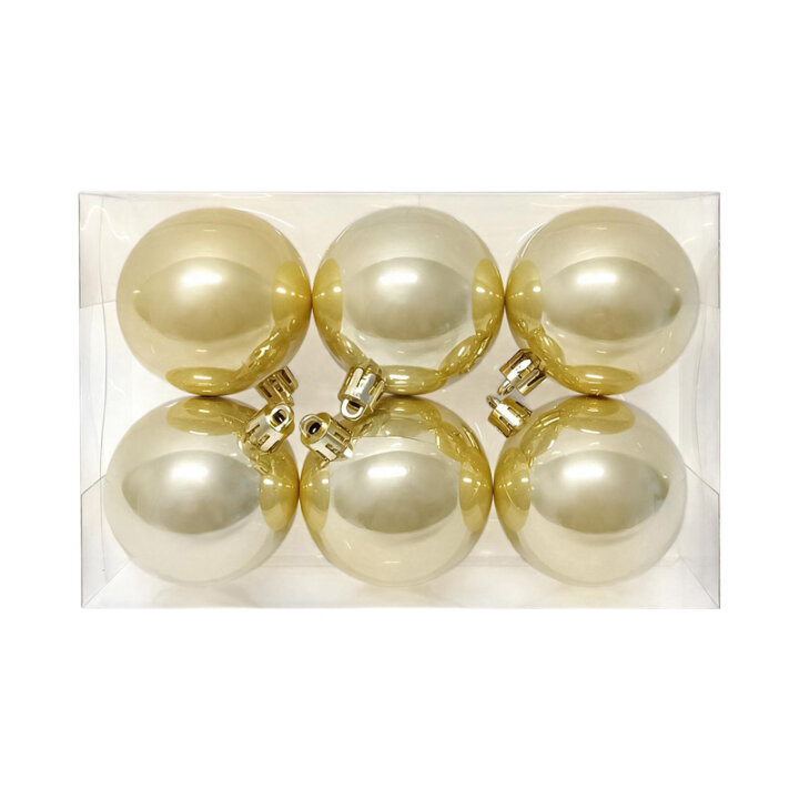 KUGLE ZA BOR 6/1  PERLA ZLATNE U KUTIJI PVC 6 cm