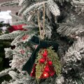 VISEĆA DEKORACIJA ZVONČIĆ CRVENI SA ZELENOM MAŠNOM 10 cm