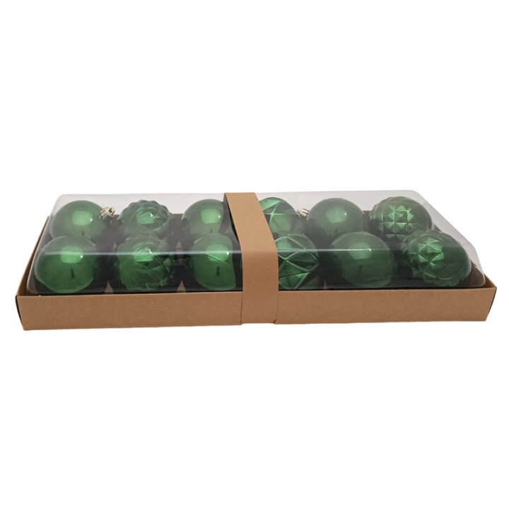 KUGLE ZA BOR 8 cm 12/1 ZELENE U KUTIJI PVC