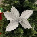 CVIJET SREBRNI S GLITEROM BOŽIĆNA DEKORACIJA 24 cm