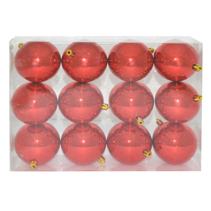 KUGLE ZA BOR 8 cm 12/1, CRVENE U KUTIJI PVC