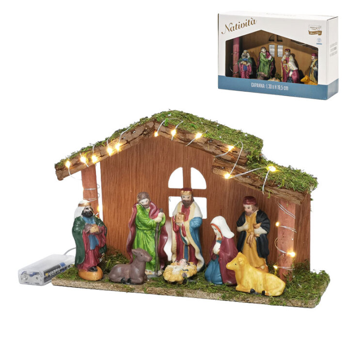 BOŽIĆNE JASLICE S 9 FIGURA I SA SVJETLOM 30x10x19,5 cm