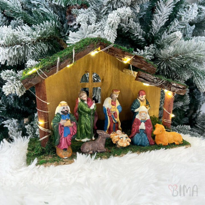 BOŽIĆNE JASLICE S 9 FIGURA I SA SVJETLOM 30x10x19,5 cm