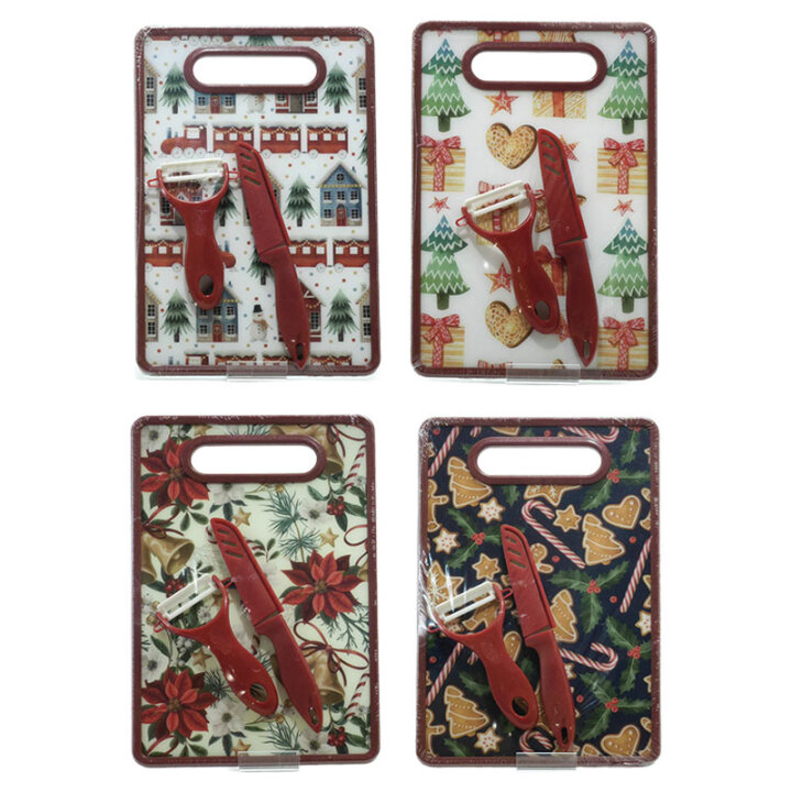 SET DASKA I NOŽIĆI 3/1 BOŽIĆNI MOTIV SORT 20x30 cm