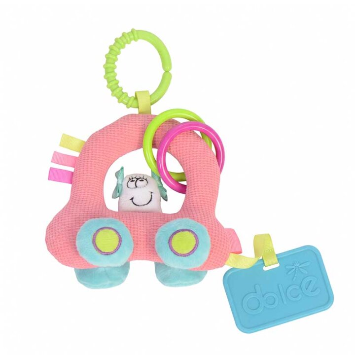 PLIŠANA IGRAČKA ZA BEBE AUTIĆ ROZI S GRICKALICOM 15,8x16 cm