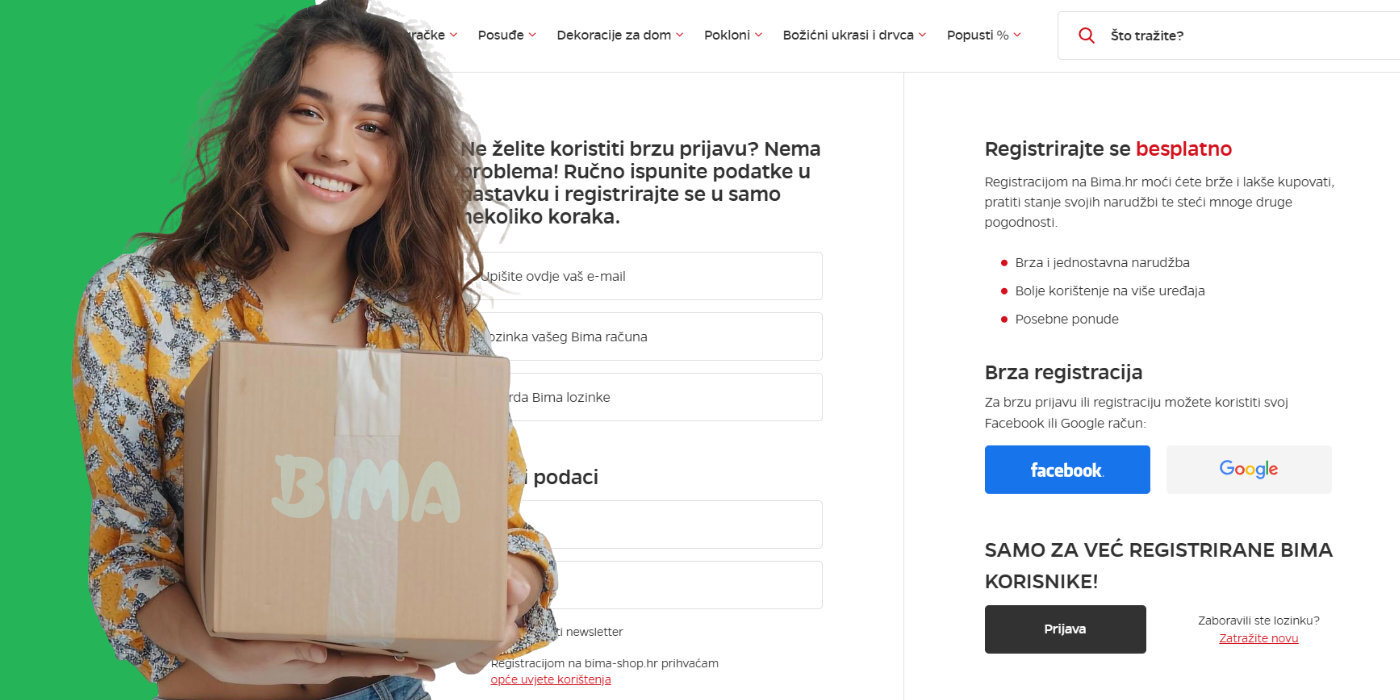 Registrirajte se i ostvarite razne benefite na Bima webshopu!